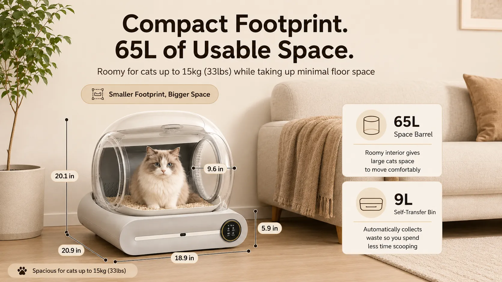 Beam Litter 65L Extra-Large Space